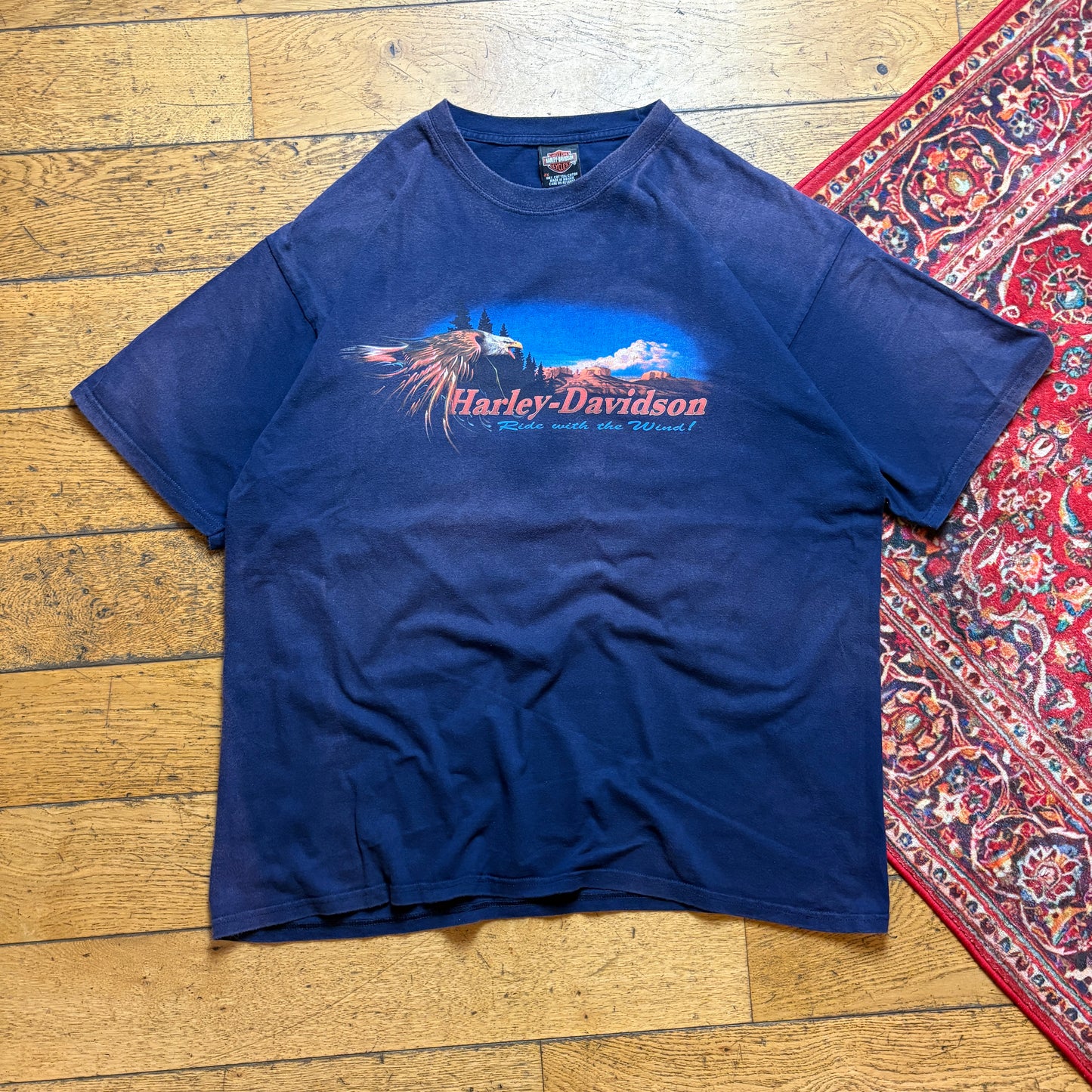 Vintage Harley Davidson Navy Faded Graphic T-Shirt - 2XL