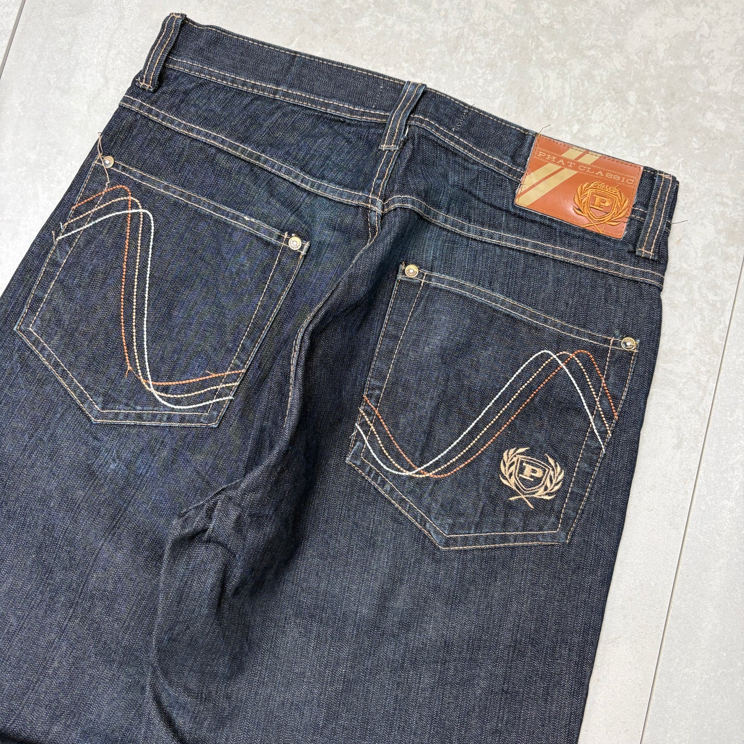 Vintage Phat Farm Embroidered Hip Hop Blue Baggy Jeans - 34