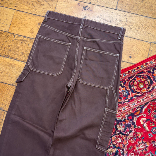Vintage Bershka Brown Carpenter Workwear Baggy Trousers - 32R