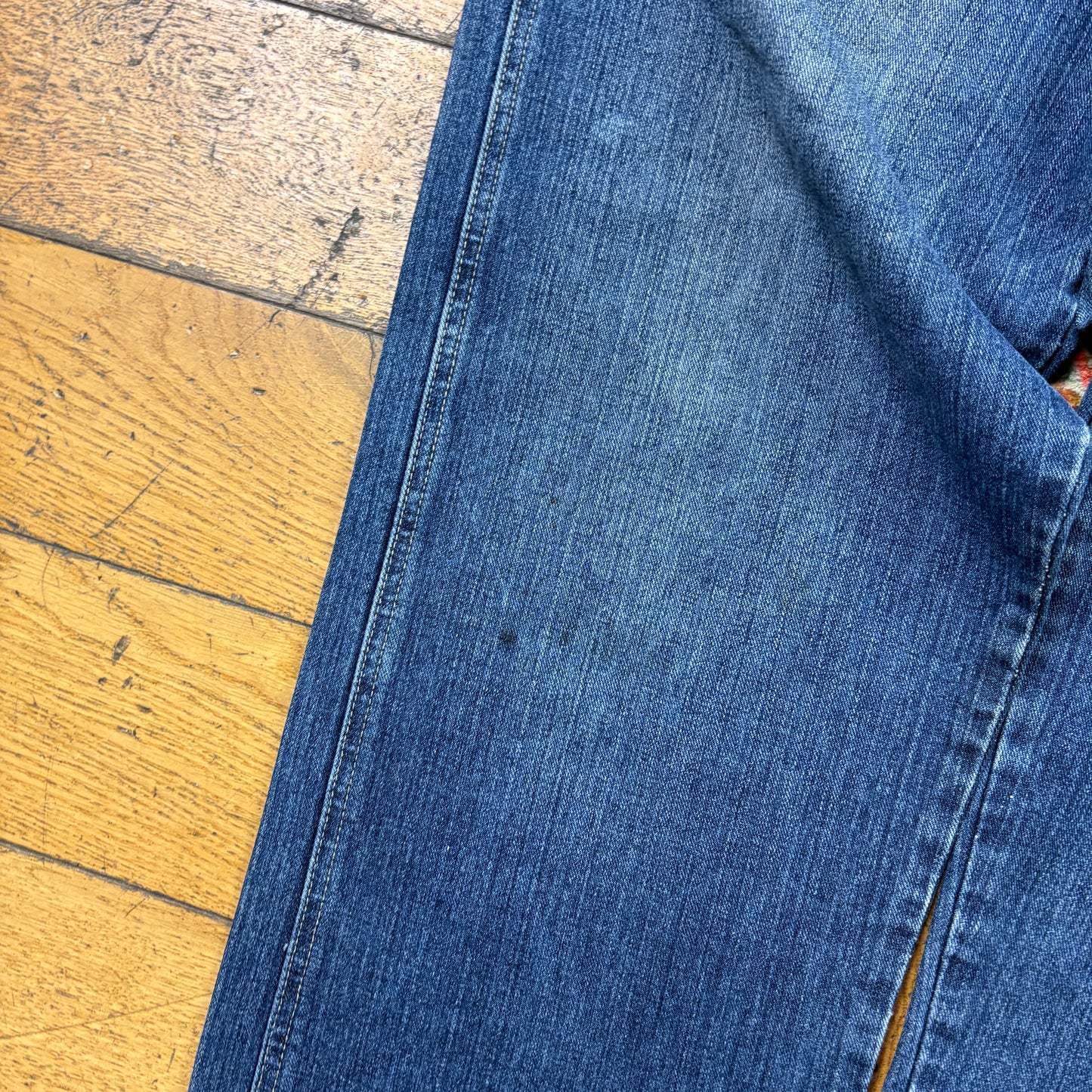 Vintage Blue Embroidered Y2K Hip Hop Baggy Jeans - 36