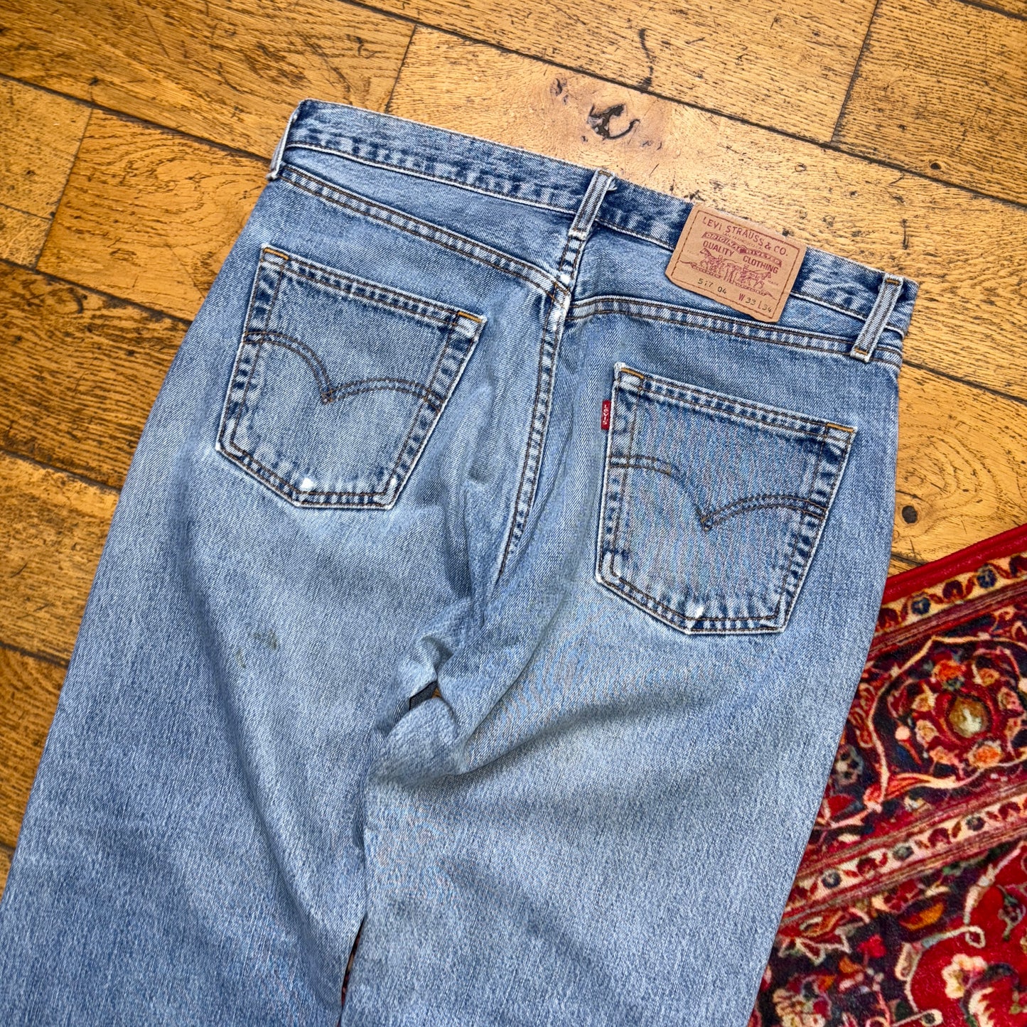 Vintage Levis 517 Straight Blue Denim Jeans - 34L