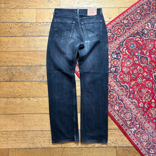 Vintage Levis 501 Straight Black Denim Jeans - 32R