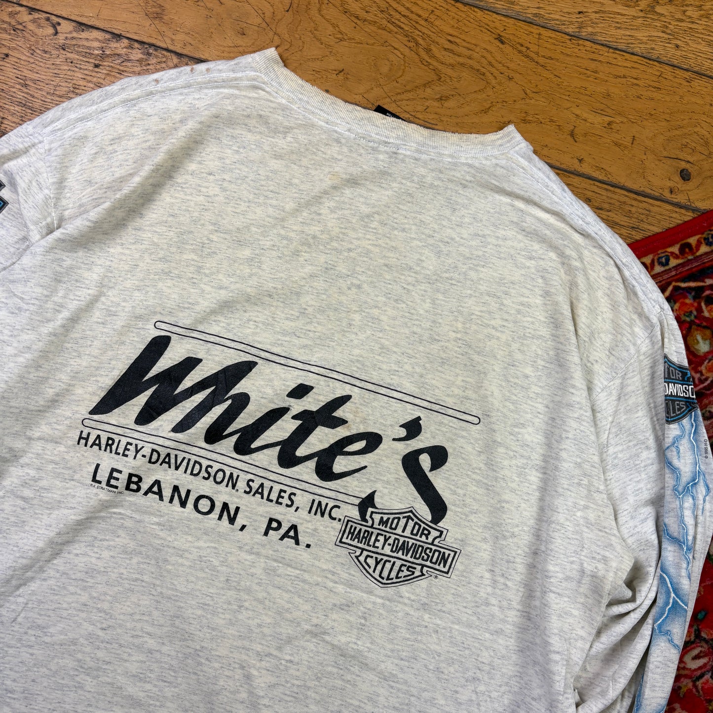 Vintage 1995 Harley Davidson Grey White Lightning Graphic T-Shirt - XL
