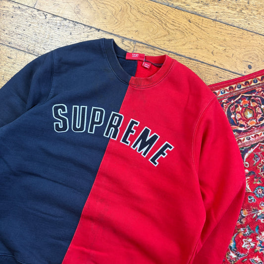 Vintage Supreme Spellout Red Navy Embroidered Sweatshirt - L