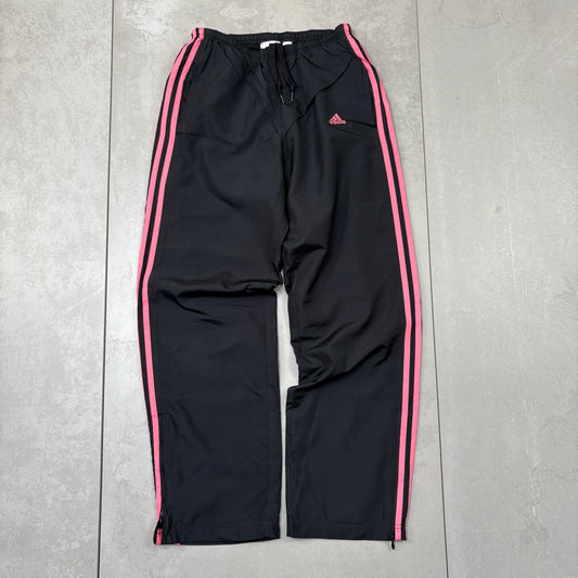 Vintage Adidas Black Pink Baggy Tracksuit Track Pants Bottoms - Size 8