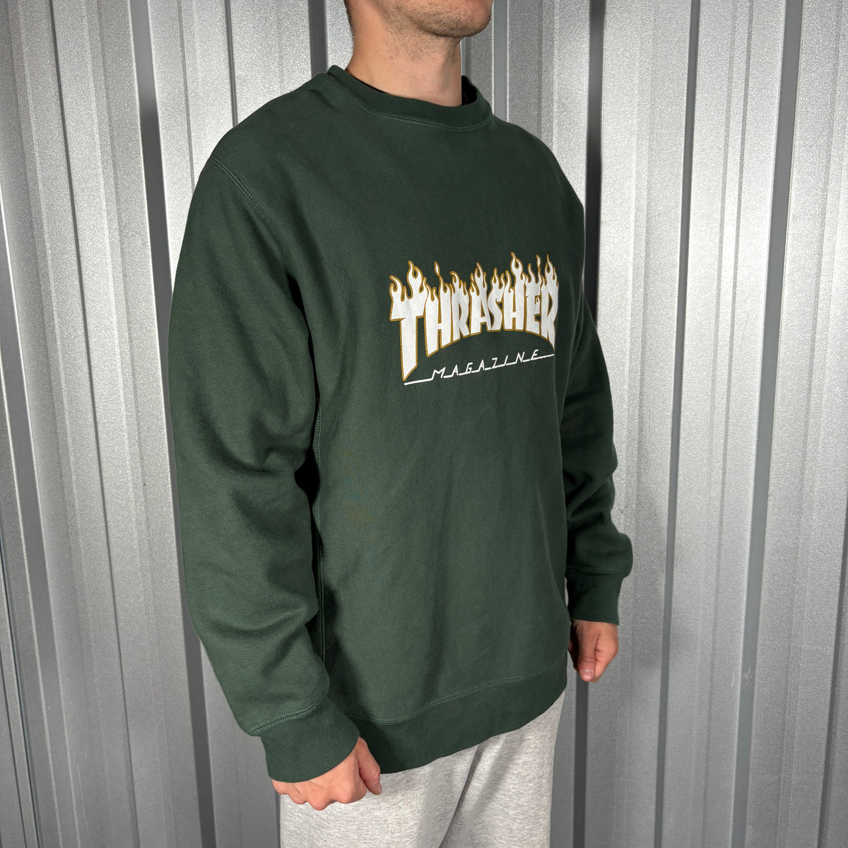Thrasher Independent Green Flames Skate Sweatshirt - XL