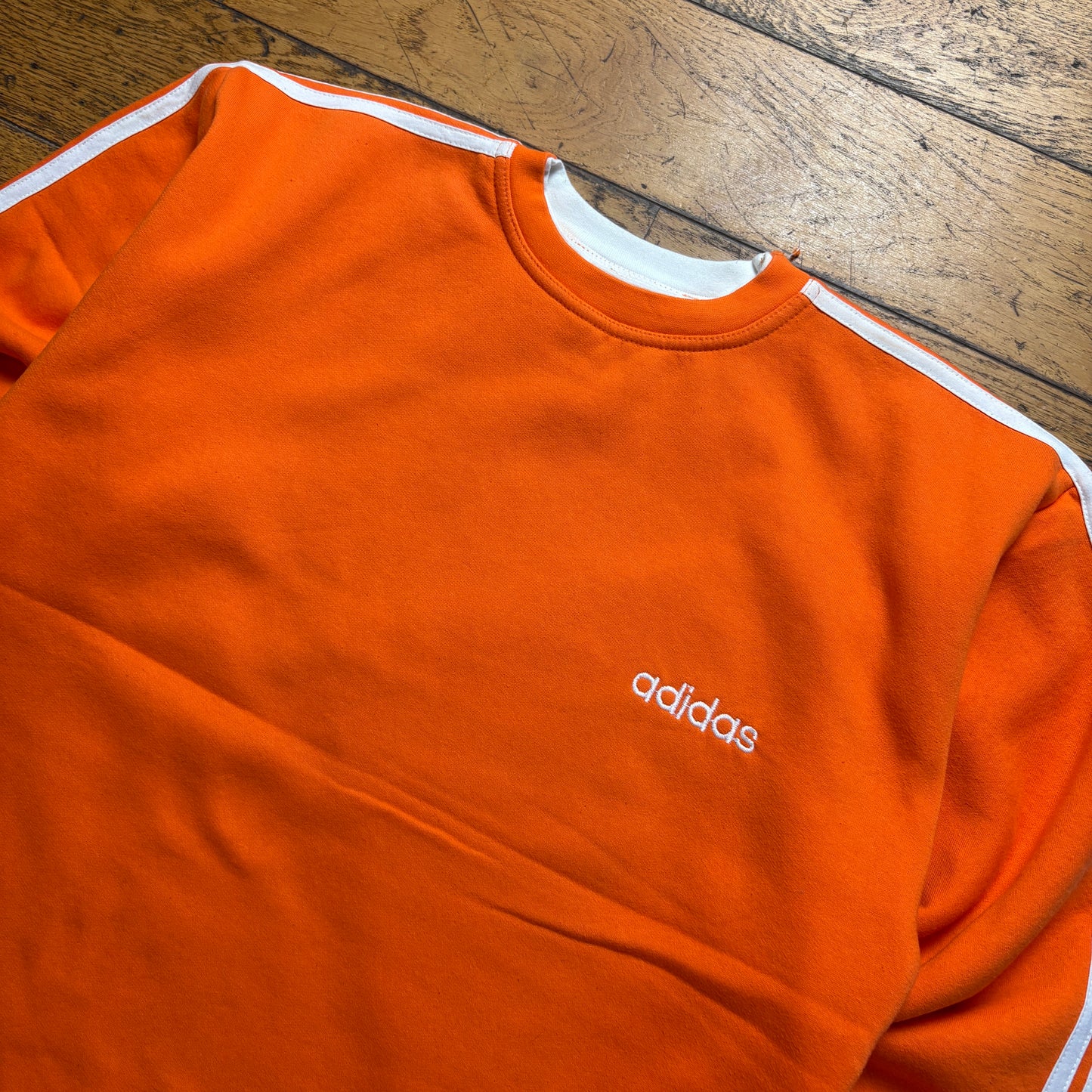 Vintage 90s Adidas Orange Embroidered Sweatshirt - XL