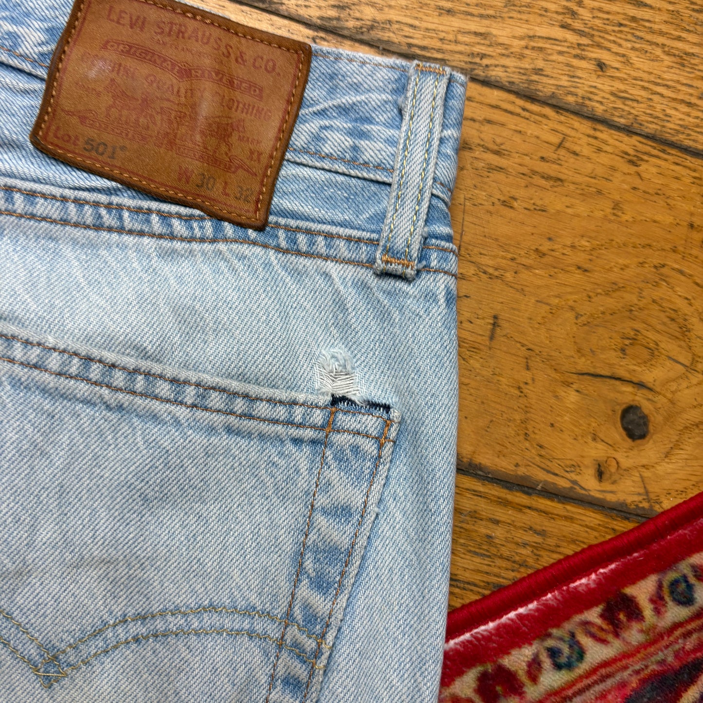 Vintage Levis 501 Straight Blue Denim Jeans - 30R