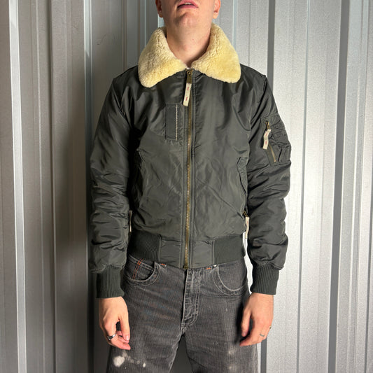 Vintage Alpha Industries Black Flight Aviator Bomber Jacket - M