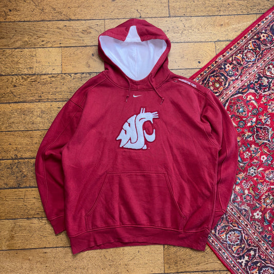 Vintage 90s Nike Centre Swoosh College Red Embroidered Sweatshirt - XL