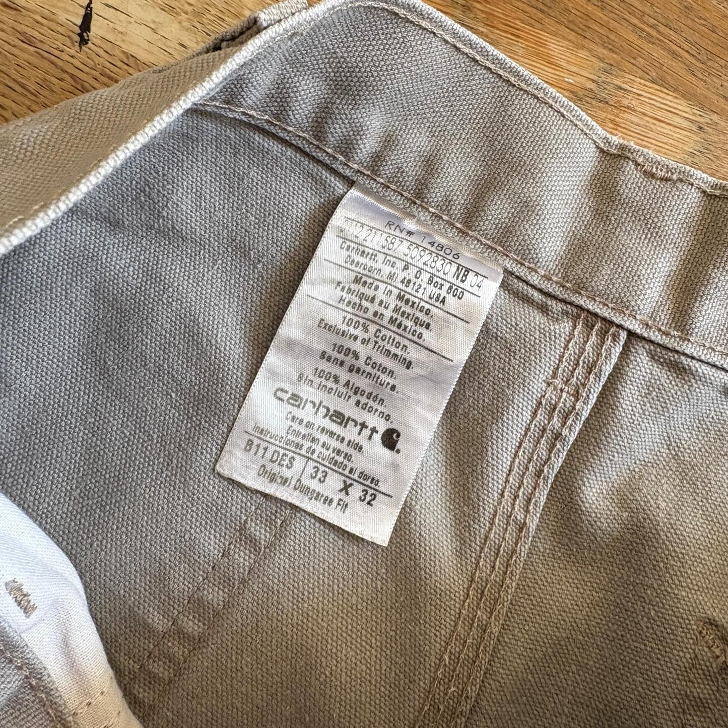 Vintage Carhartt Cream Light Brown Workwear Carpenter Baggy Trousers - 33R