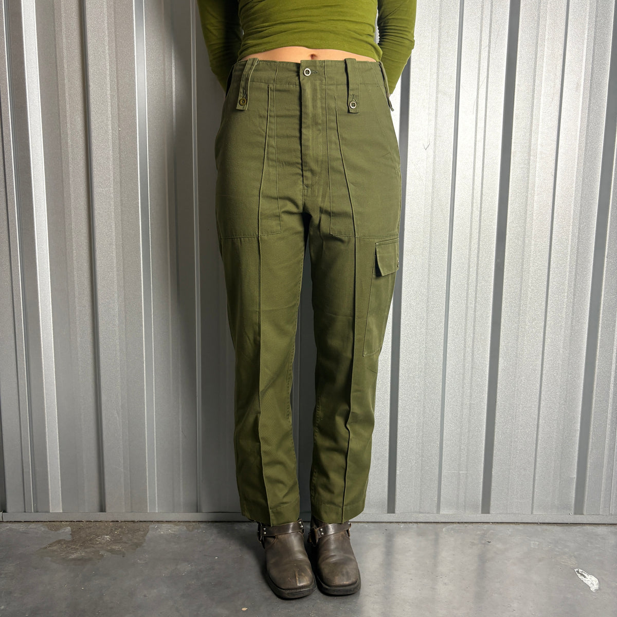 Green Army Military Fatigue Cargo Trousers - 30S