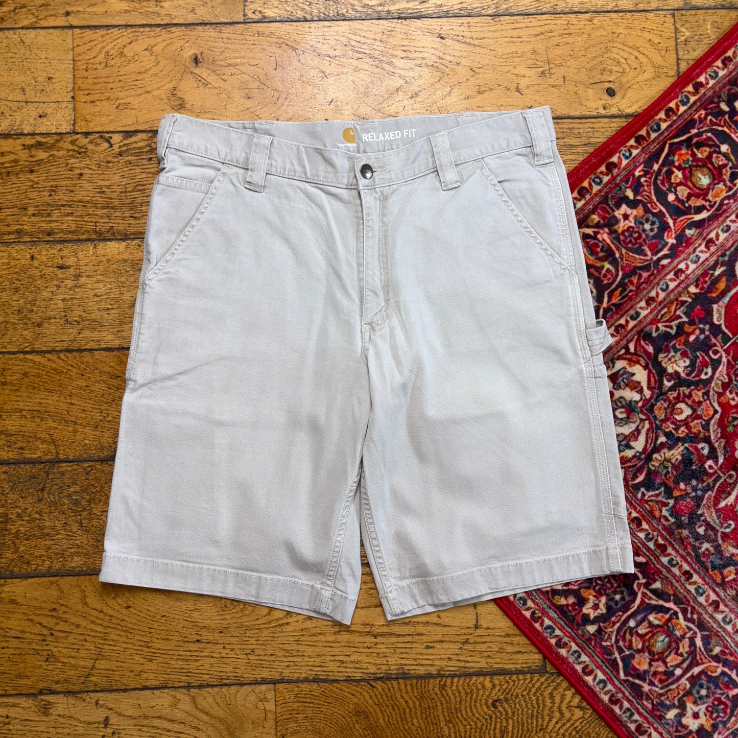 Vintage Carhartt Workwear Cream Baggy Carpenter Shorts - 36