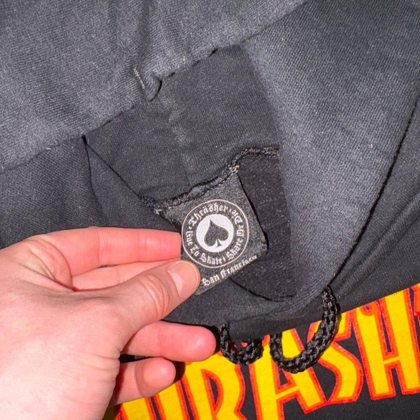 Vintage Thrasher Flames Black Skate Hoodie Sweatshirt - XL