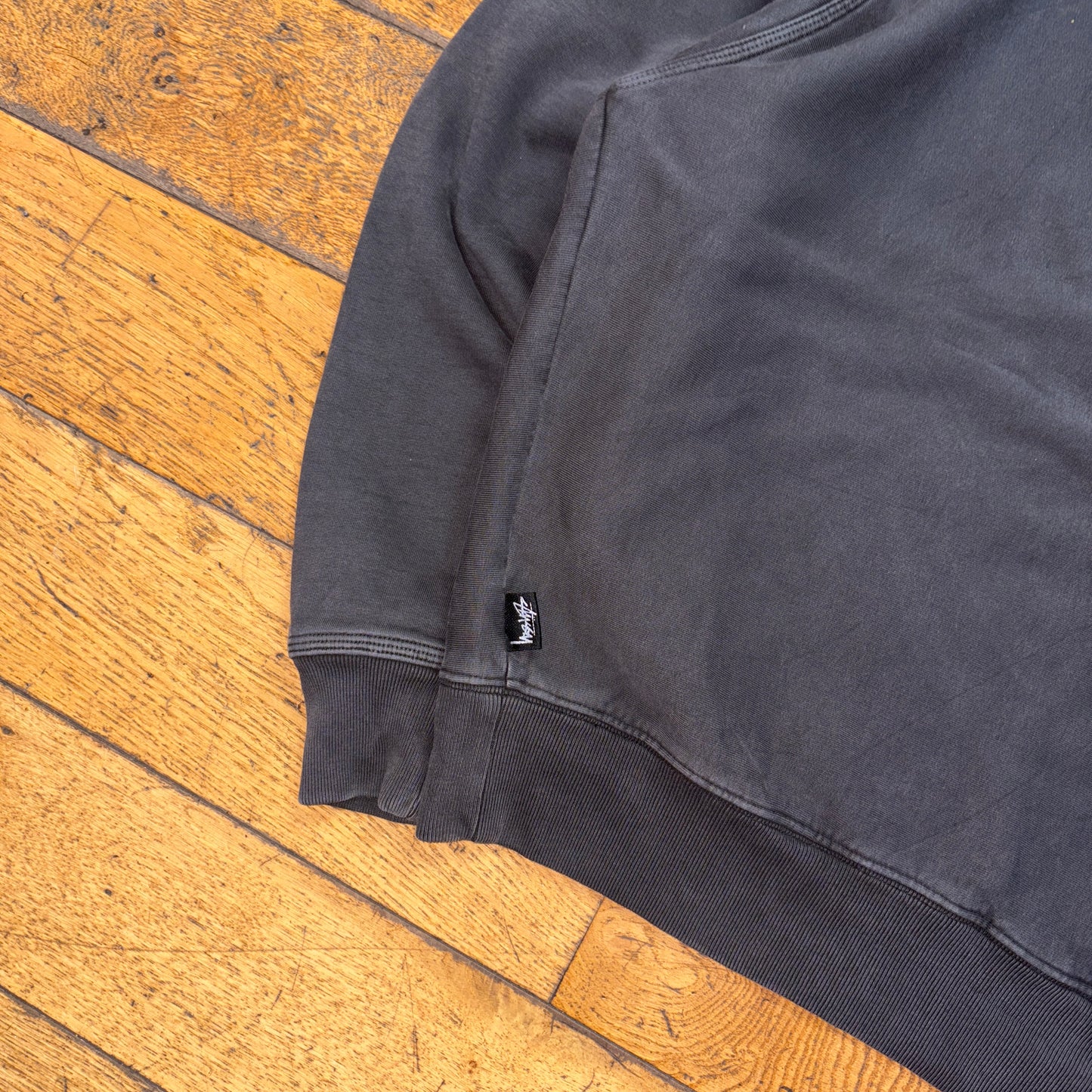 Vintage Stussy Grey Boxy Hoodie Sweatshirt - S