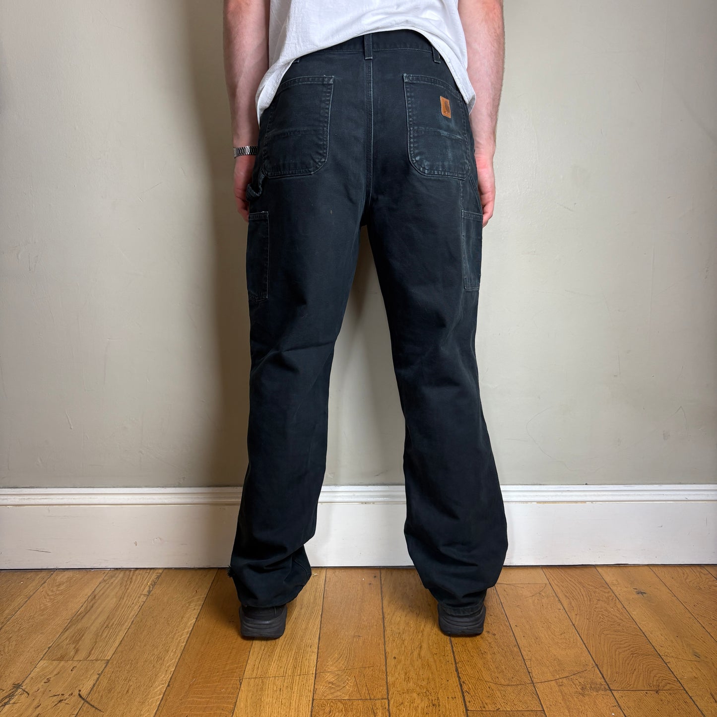 Vintage Carhartt Black Workwear Carpenter Baggy Trousers - 34L