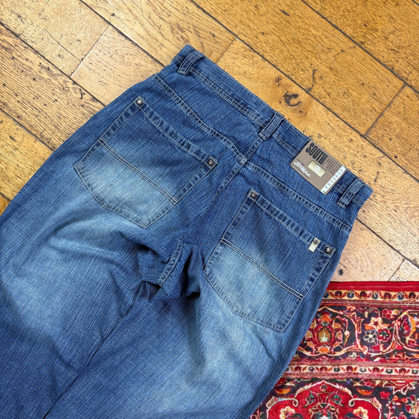 Vintage Southpole Blue Embroidered Y2K Hip Hop Baggy Jeans - 36