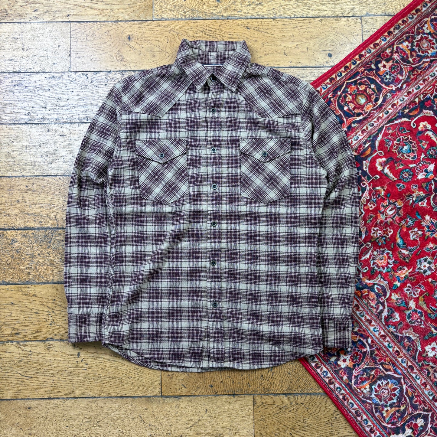 Vintage Wrangler Burgundy Check Shirt - S
