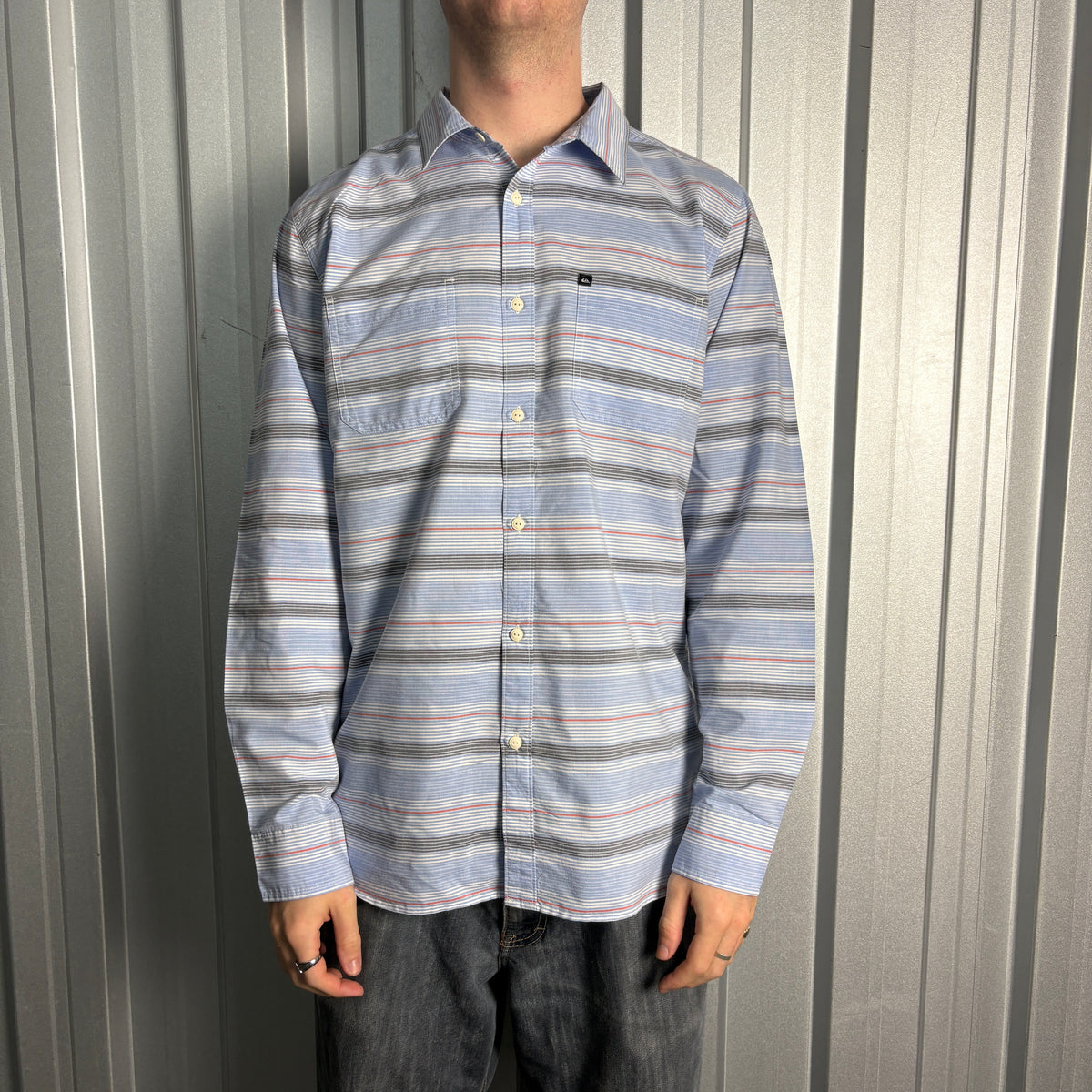 Quiksilver Blue Stripe Surfwear Shirt - L