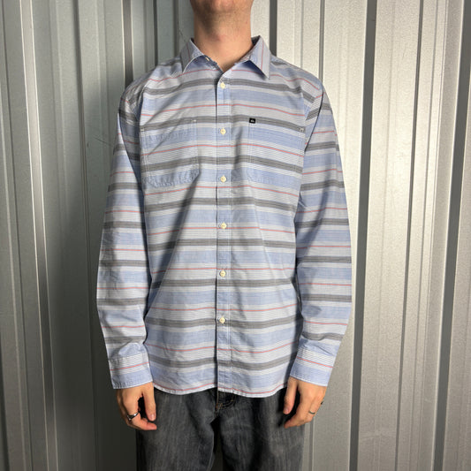 Quiksilver Blue Stripe Surfwear Shirt - L