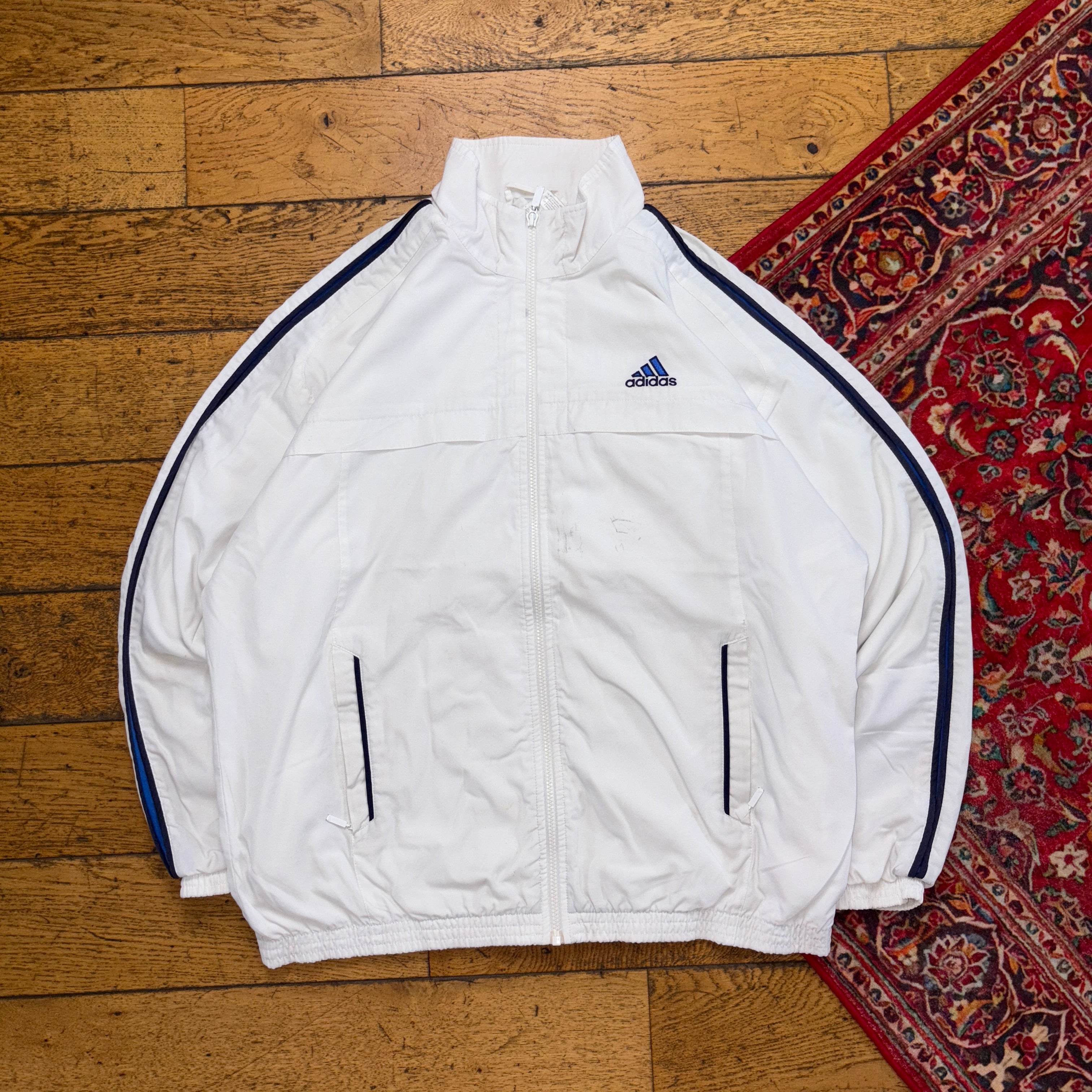 Vintage Adidas White 90s Tracksuit Track Shell Windbreaker Jacket