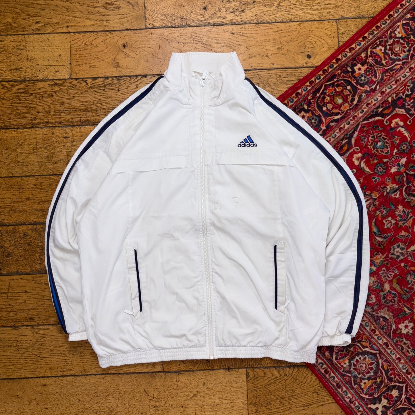 Vintage Adidas White 90s Tracksuit Track Shell Windbreaker Jacket - XL