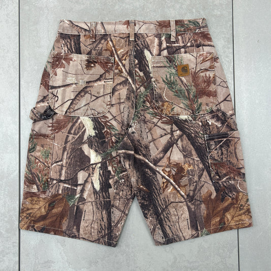 Vintage Carhartt Workwear Brown Realtree Camo Baggy Carpenter Shorts - 33