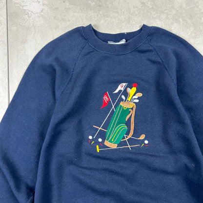 Vintage Lee Embroidered Golf Navy Sweatshirt - L