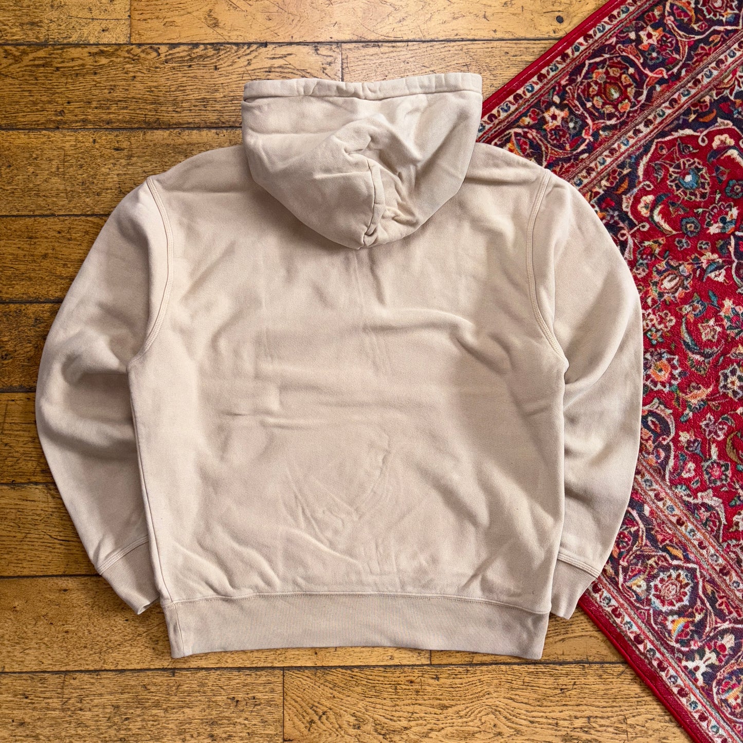 Vintage Stussy Brown Cream Embroidered Hoodie Sweatshirt - L