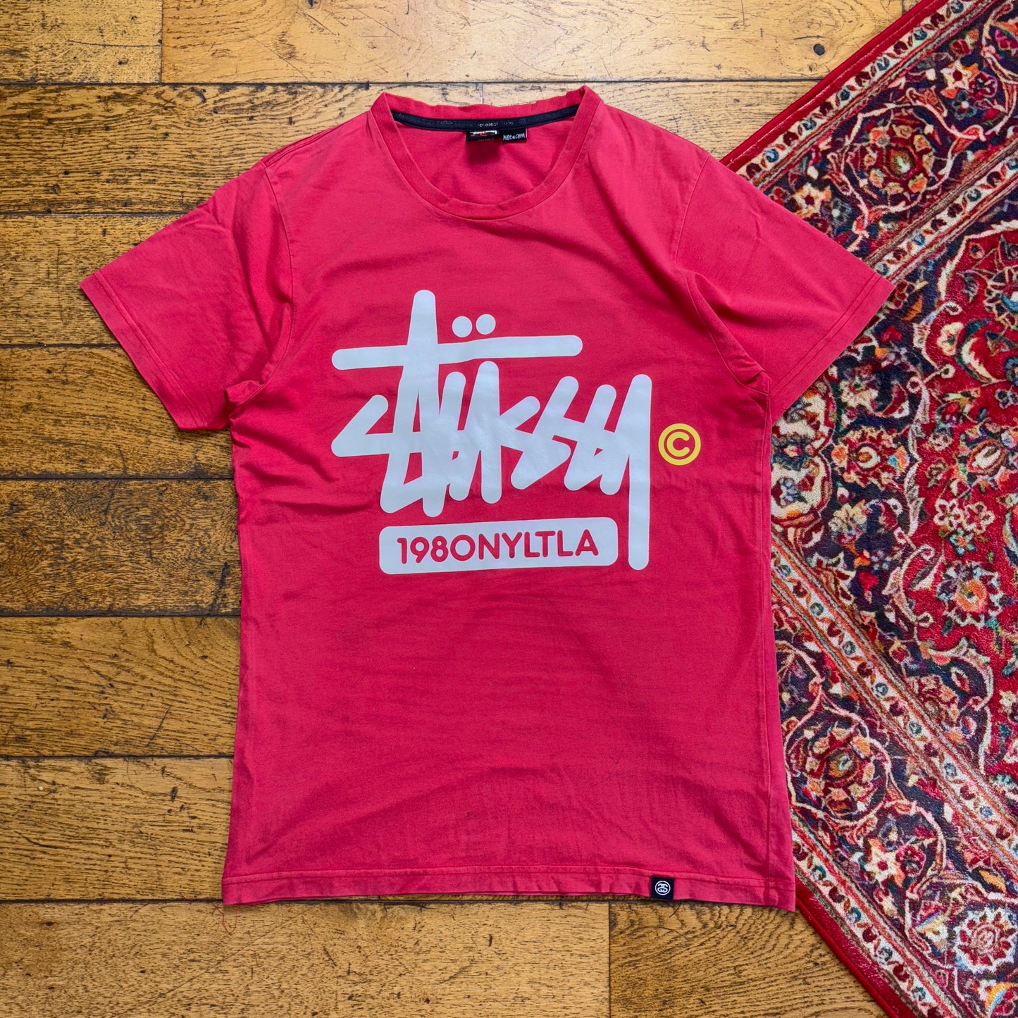Vintage Stussy Red Graphic T-Shirt - XS