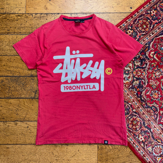 Vintage Stussy Red Graphic T-Shirt - XS