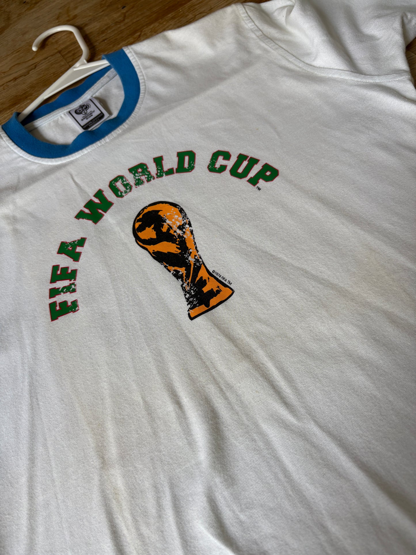 Vintage 2006 Germany World Cup Ringer Italia White Graphic T-Shirt - XS