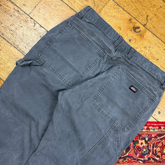 Vintage Dickies Grey Workwear Carpenter Baggy Trousers - 34