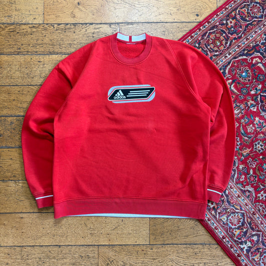 Vintage 00s Adidas Red Embroidered Sweatshirt - XL