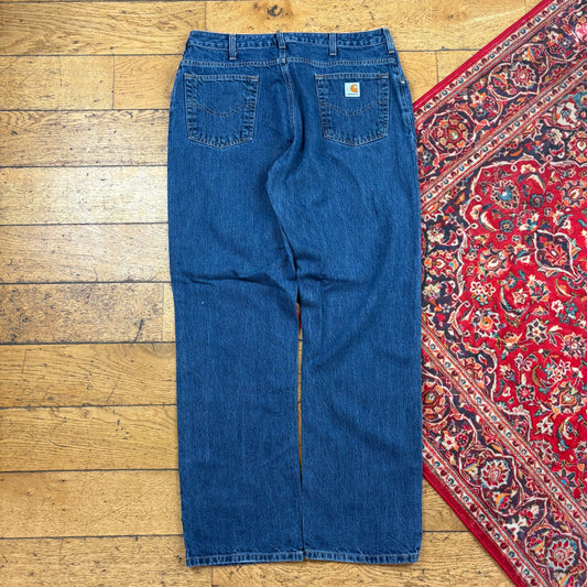 Vintage Carhartt Womens Workwear Carpenter Baggy Blue Jeans - Size 14