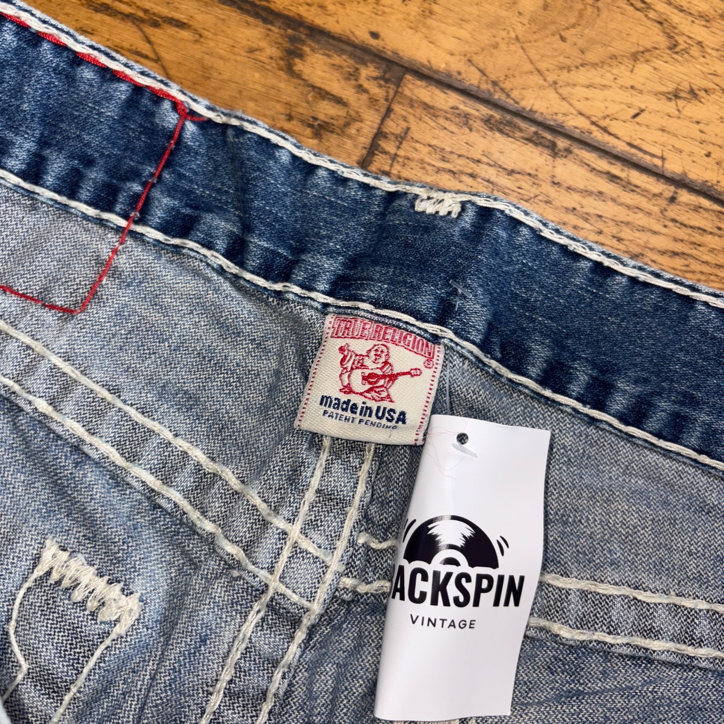 Vintage True Religion Blue Embroidered Y2K Shorts Jorts - 36