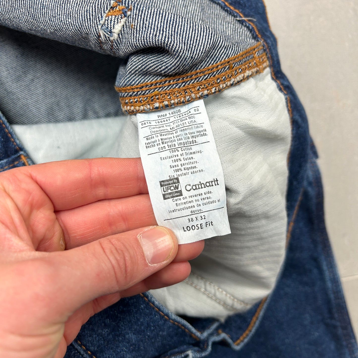 New Carhartt Double Knee Carpenter Baggy Blue Jeans - 40