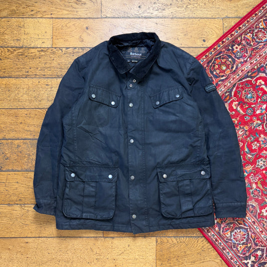 Vintage Black Barbour Wax Jacket - L