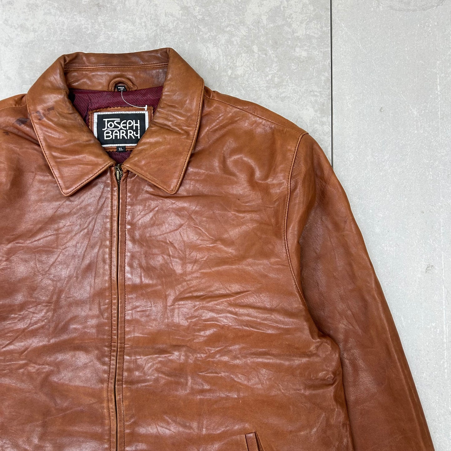 Vintage Leather Zip Up Jacket - X-Large