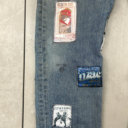 Vintage Levis 501 Patchwork Fleetwood Mac Blue Denim Straight Jeans - 36