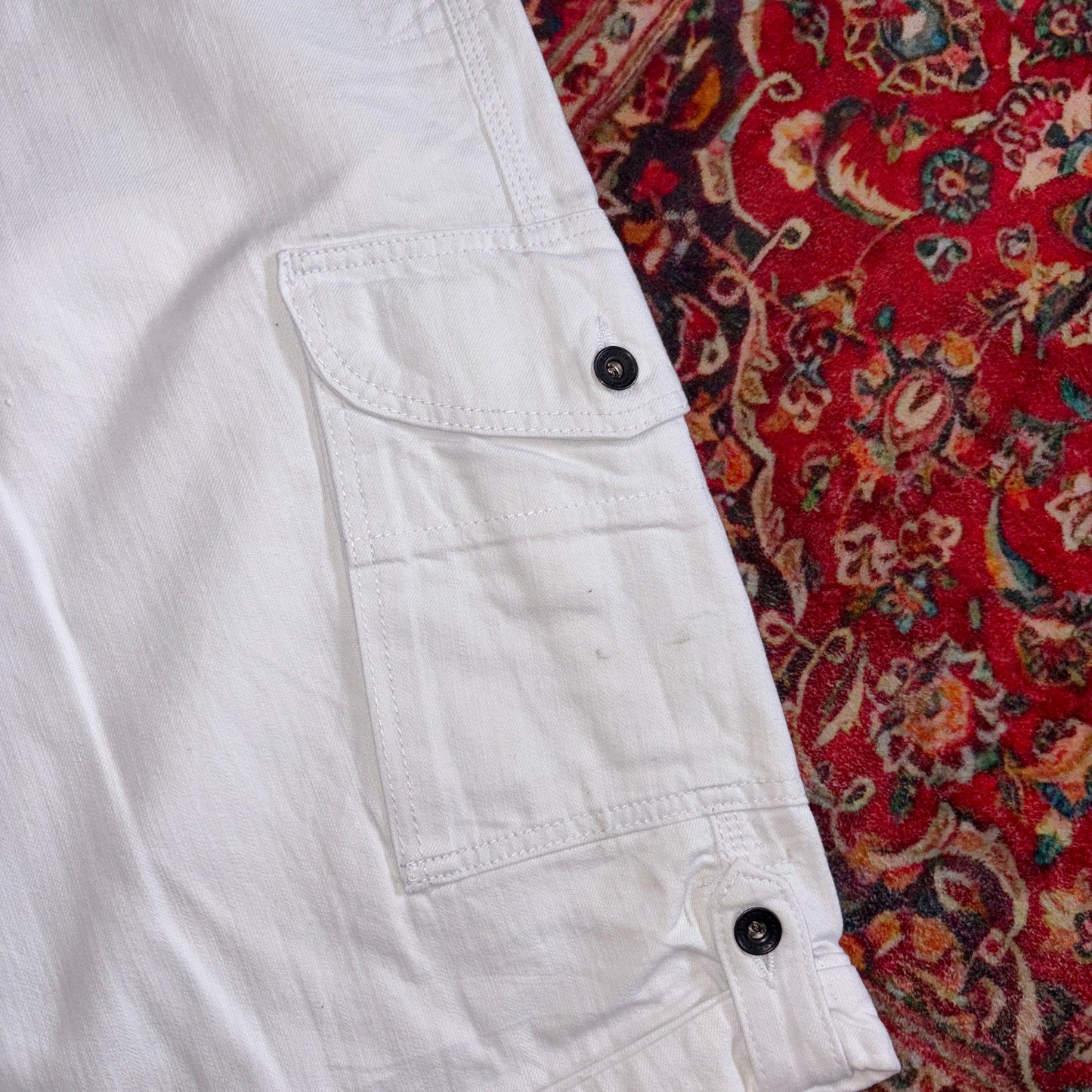 Vintage Rocawear Embroidered White Cargo Hip Hop Baggy Shorts Jorts - 38
