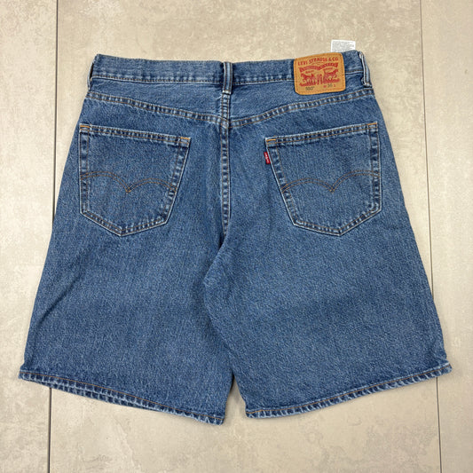 Vintage Levis 550 Baggy Blue Denim Shorts - 36