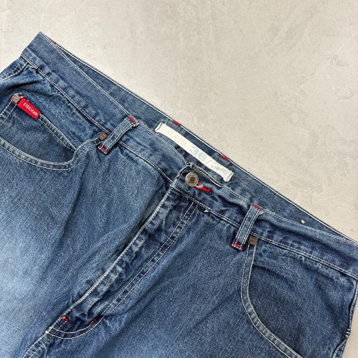 Vintage Exco Embroidered Hip Hop Baggy Blue Jeans - 36