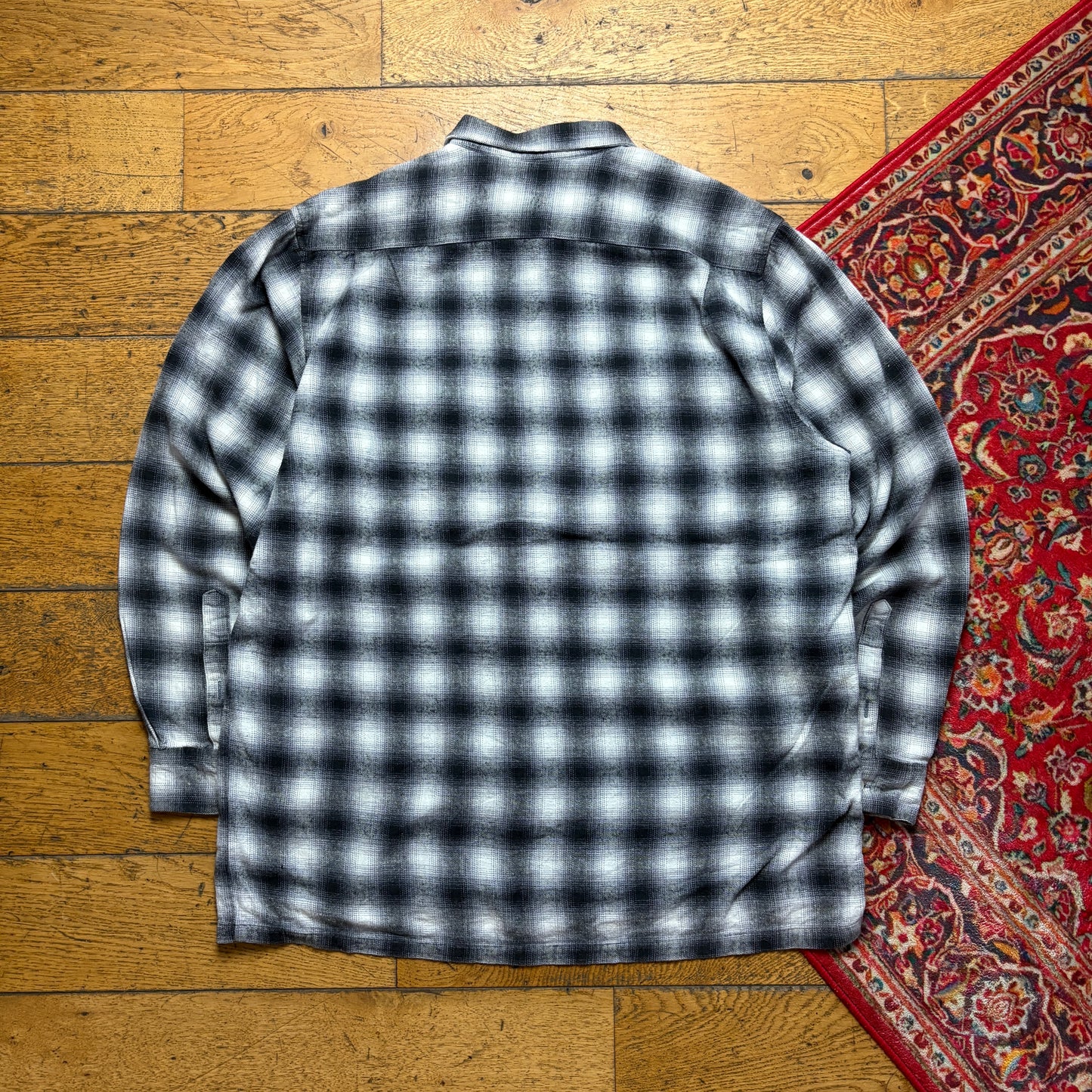 Vintage Stussy Black White Check Long Sleeve Shirt - XL