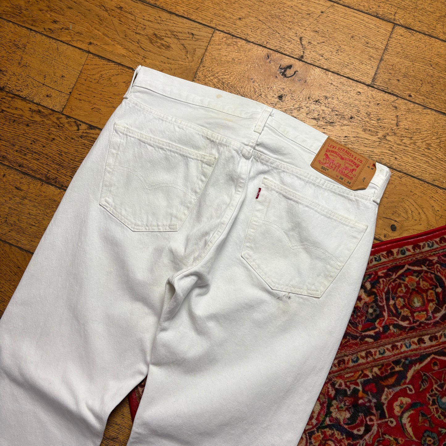Vintage Levis 501 Straight White Denim Jeans - 36L
