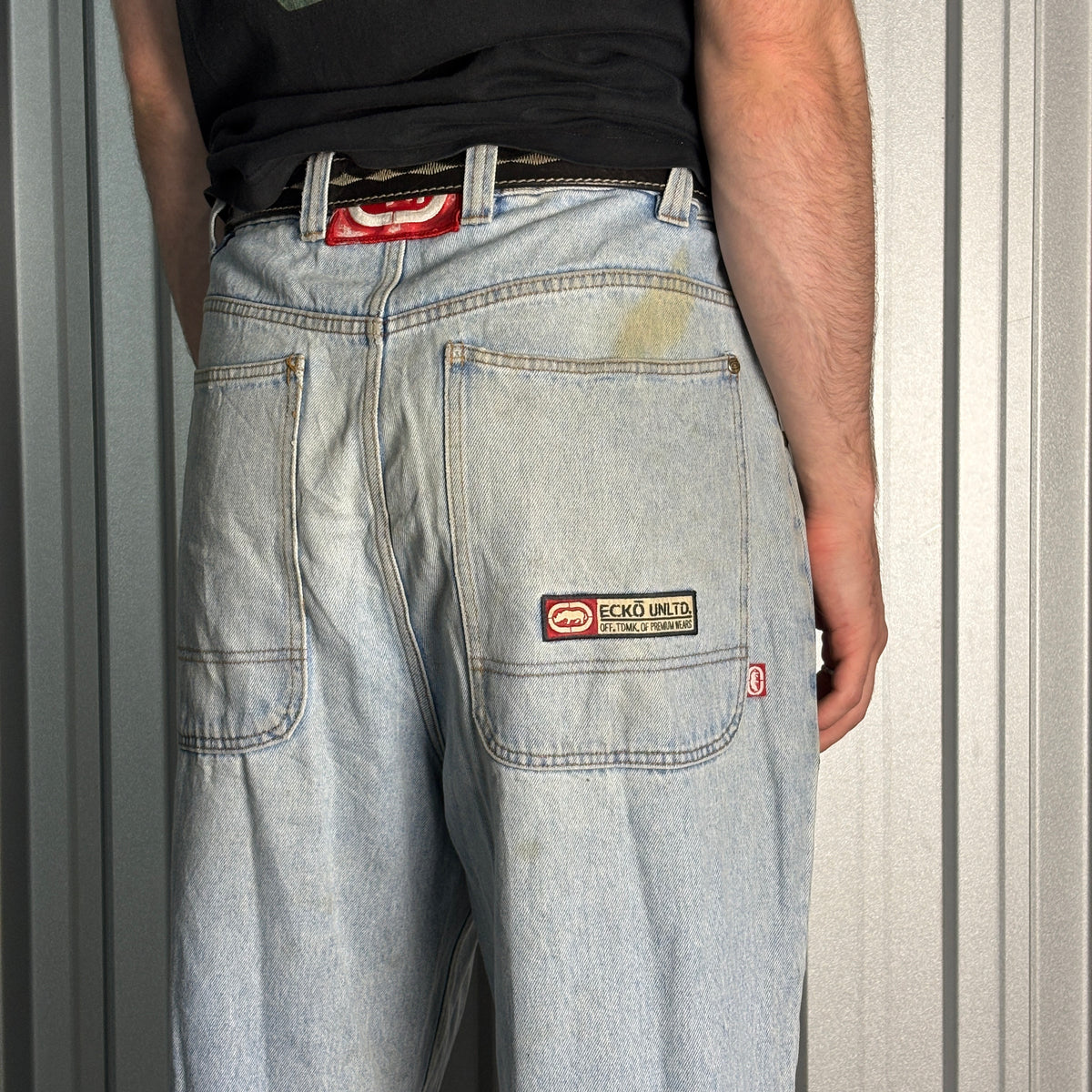 Ecko Unltd Blue Embroidered Japanese Denim Hip Hop Y2K Baggy Jeans - 40S