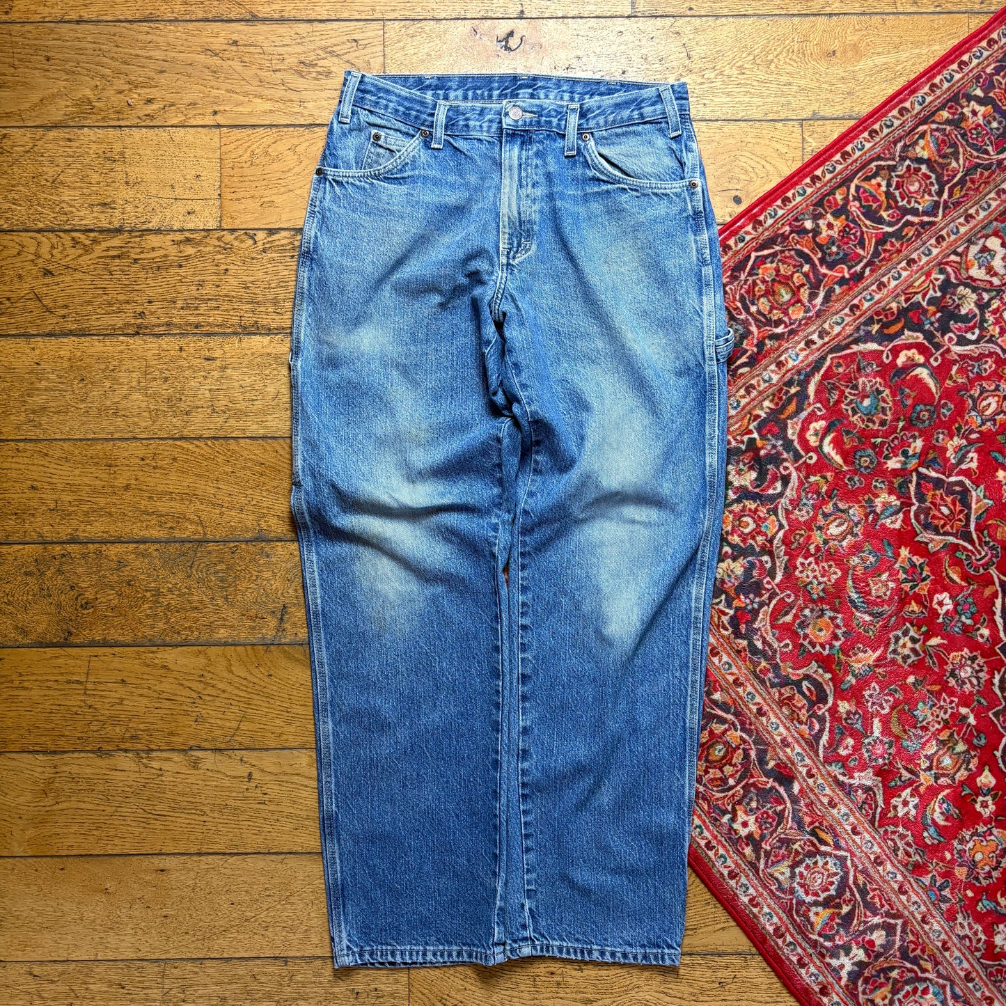 Vintage Dickies Workwear Carpenter Baggy Blue Jeans - 34L