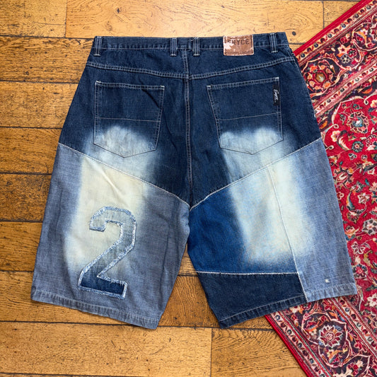 Vintage Enyce Blue Embroidered Y2K Hip Hop Baggy Jeans Shorts Jorts - 42