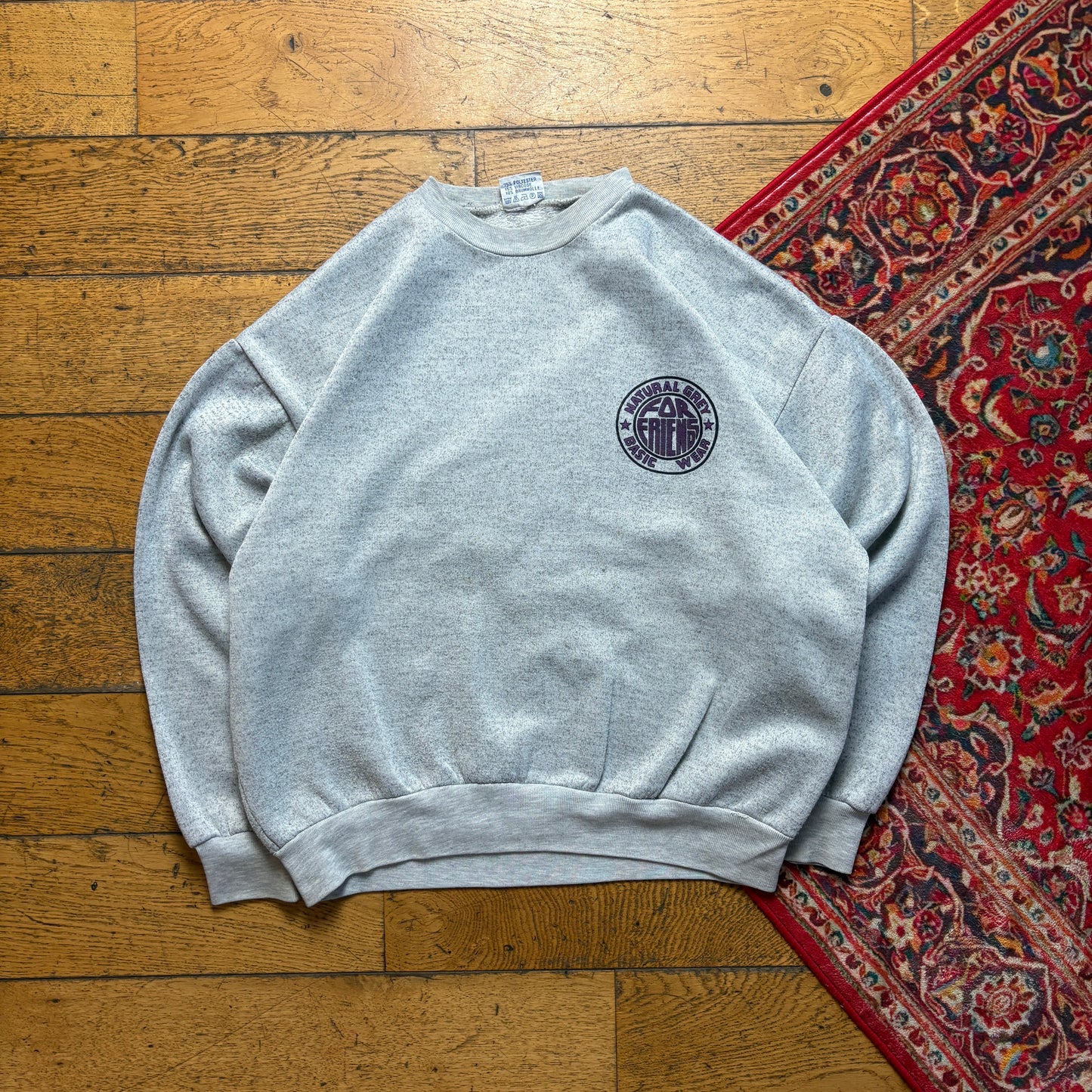 Vintage 90s Grey Graphic Boxy Sweatshirt - XL