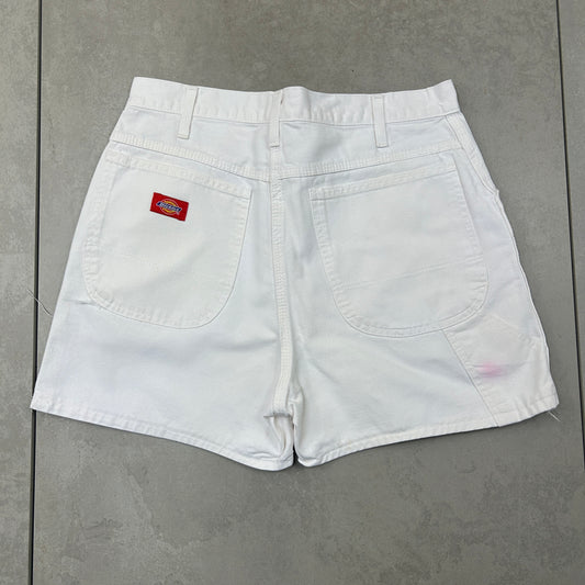 Vintage Dickies Womens Workwear Carpenter White Baggy Shorts - Size 10